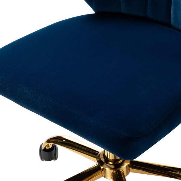 Ilia Navy Velvet Ergonomic Adjustable Height Swivel Task Chair 3