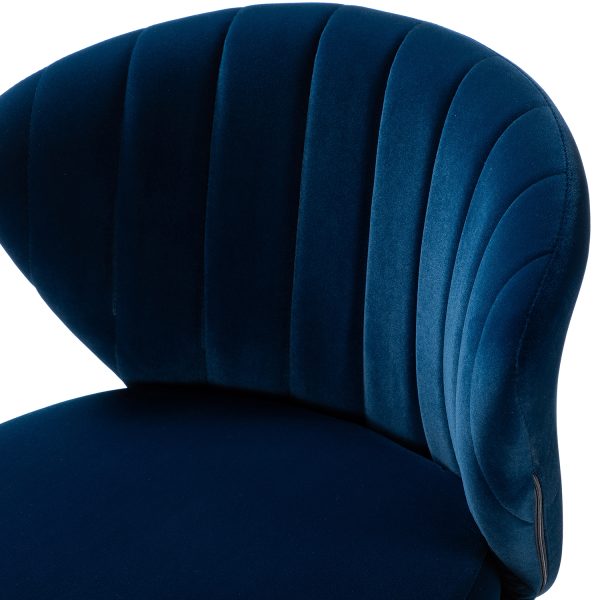 Ilia Navy Velvet Ergonomic Adjustable Height Swivel Task Chair 4