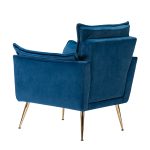 Ilia Navy Velvet Tufted Accent Armchair with Golden Legs 8 Ilia Navy Velvet Tufted Accent Armchair with Golden Legs