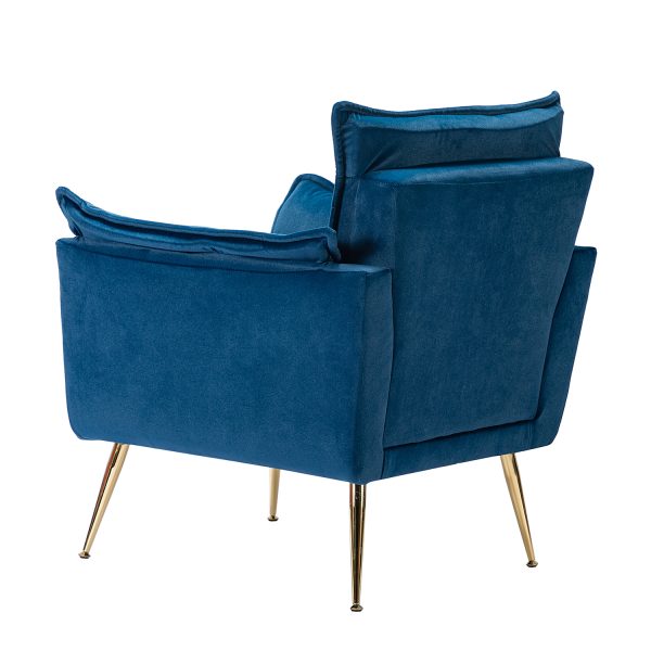 Ilia Navy Velvet Tufted Accent Armchair with Golden Legs 2