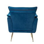 Ilia Navy Velvet Tufted Accent Armchair with Golden Legs 9 Ilia Navy Velvet Tufted Accent Armchair with Golden Legs