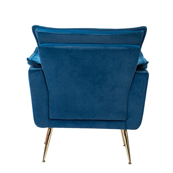 Ilia Navy Velvet Tufted Accent Armchair with Golden Legs 3
