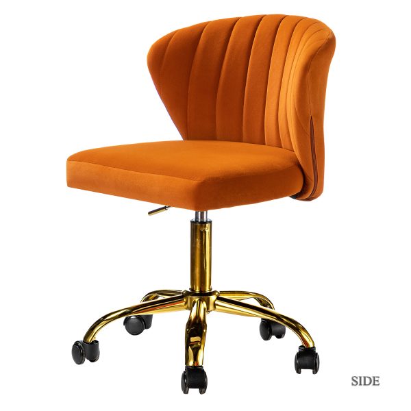 Ilia Orange Velvet Ergonomic Adjustable Height Swivel Task Chair 1