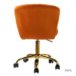Ilia Orange Velvet Ergonomic Adjustable Height Swivel Task Chair