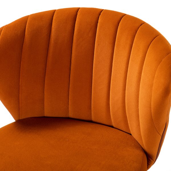 Ilia Orange Velvet Ergonomic Adjustable Height Swivel Task Chair 4