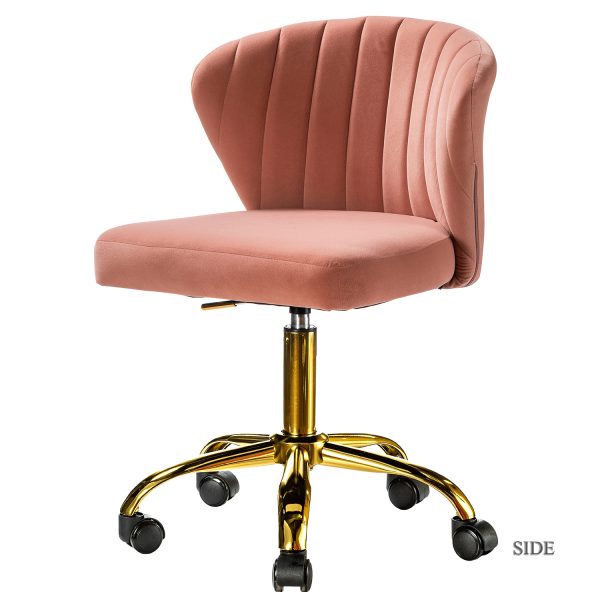Ilia Pink Velvet Ergonomic Adjustable Height Swivel Task Chair 1