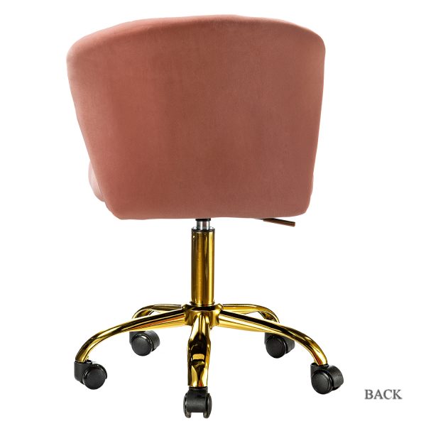 Ilia Pink Velvet Ergonomic Adjustable Height Swivel Task Chair 2