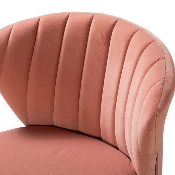 Ilia Pink Velvet Ergonomic Adjustable Height Swivel Task Chair 4