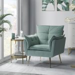 Ilia Sage Velvet Tufted Accent Armchair with Golden Legs 6 Ilia Sage Velvet Tufted Accent Armchair with Golden Legs