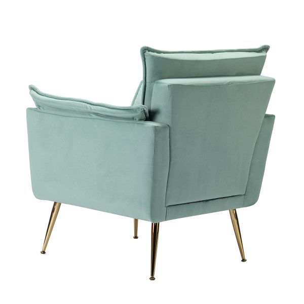 Ilia Sage Velvet Tufted Accent Armchair with Golden Legs 2