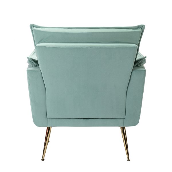 Ilia Sage Velvet Tufted Accent Armchair with Golden Legs 3