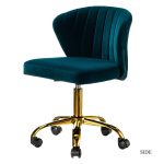 Ilia Teal Velvet Ergonomic Adjustable Height Swivel Task Chair 7 Ilia Teal Velvet Ergonomic Adjustable Height Swivel Task Chair
