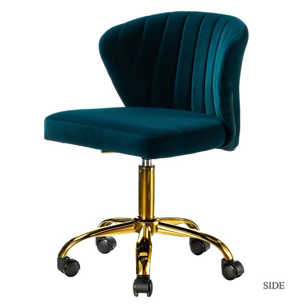 Ilia Teal Velvet Ergonomic Adjustable Height Swivel Task Chair 1
