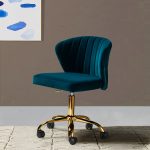 Ilia Teal Velvet Ergonomic Adjustable Height Swivel Task Chair 6 Ilia Teal Velvet Ergonomic Adjustable Height Swivel Task Chair