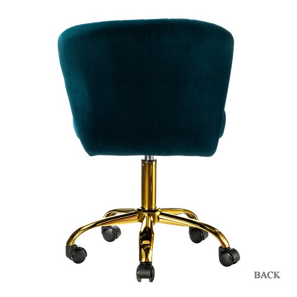 Ilia Teal Velvet Ergonomic Adjustable Height Swivel Task Chair 2