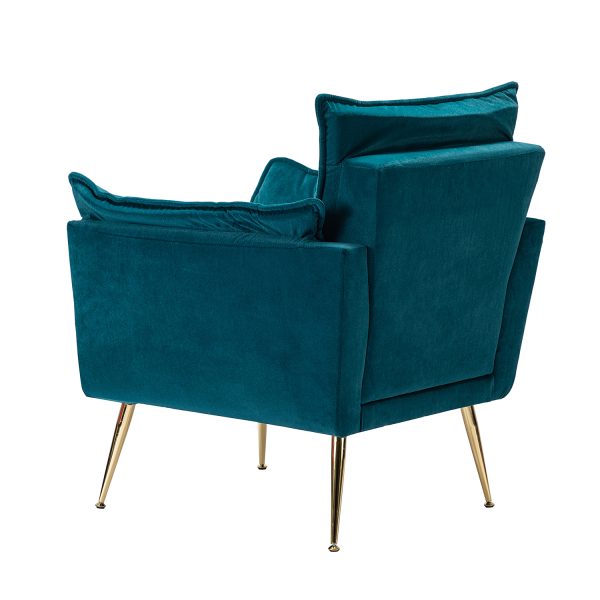Ilia Teal Velvet Tufted Accent Armchair Golden Legs 2