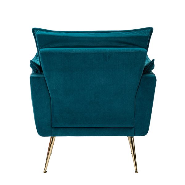 Ilia Teal Velvet Tufted Accent Armchair Golden Legs 3