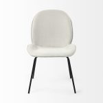 Inala White Fabric Seat Black Metal Frame Dining Chair