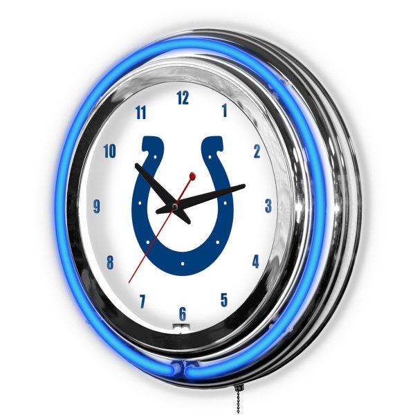 Indianapolis Colts 14 Neon Chrome Clock Lights Up Your Space 1