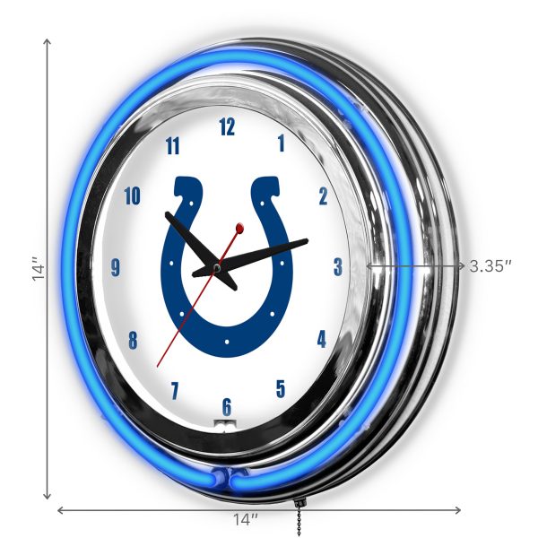 Indianapolis Colts 14 Neon Chrome Clock Lights Up Your Space 2