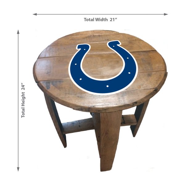 Indianapolis Colts Authentic Oak Whiskey Barrel Table NFL Licensed 2