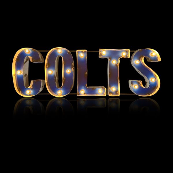 Indianapolis Colts Lighted Recycled Metal Wordmark Logo Sign 3