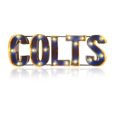 Indianapolis Colts Lighted Recycled Metal Wordmark Logo Sign