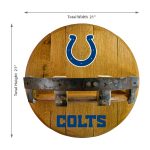 Indianapolis Colts Oak Whiskey Barrel Bar Shelf