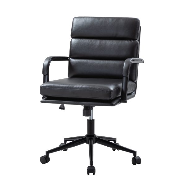 Indigo Black Faux Leather Swivel Ergonomic Adjustable Task Chair 1