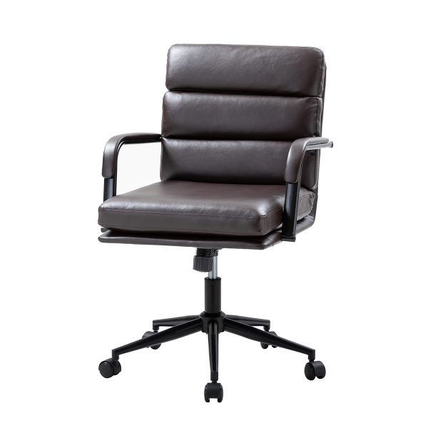 Indigo Brown Faux Leather Swivel Ergonomic Task Chair 1