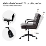 Indigo Brown Faux Leather Swivel Ergonomic Task Chair 8 Indigo Brown Faux Leather Swivel Ergonomic Task Chair