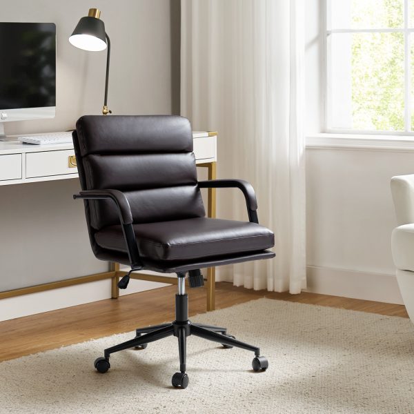 Indigo Brown Faux Leather Swivel Ergonomic Task Chair