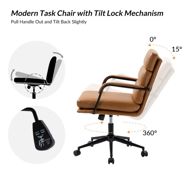 Indigo Camel Faux Leather Ergonomic Swivel Office Task Chair 2