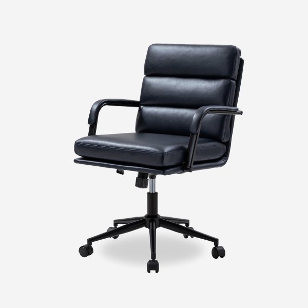 Indigo Navy Faux Leather Ergonomic Swivel Task Chair 1