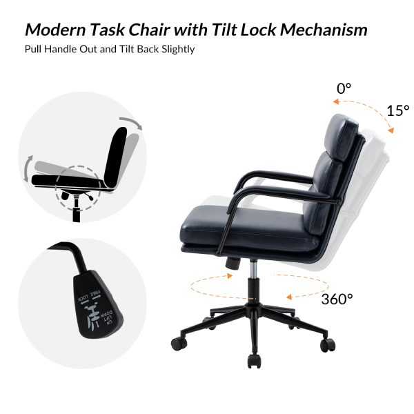 Indigo Navy Faux Leather Ergonomic Swivel Task Chair 2