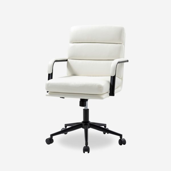 Indigo White Faux Leather Ergonomic Swivel Task Chair 1