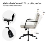 Indigo White Faux Leather Ergonomic Swivel Task Chair 8 Indigo White Faux Leather Ergonomic Swivel Task Chair