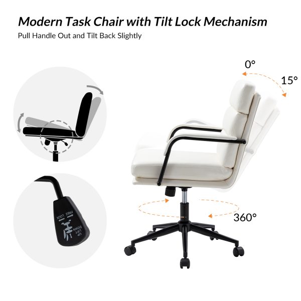 Indigo White Faux Leather Ergonomic Swivel Task Chair 2