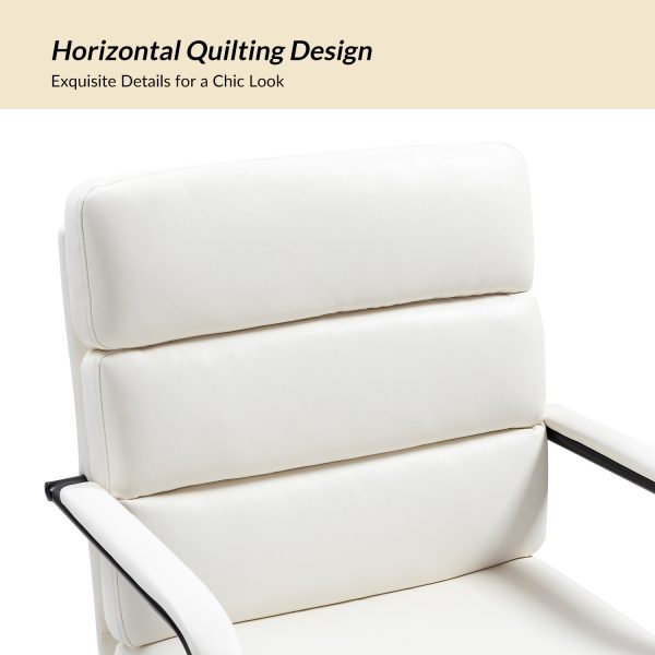 Indigo White Faux Leather Ergonomic Swivel Task Chair 3