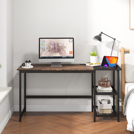 Industrial 59 Inch Computer Desk with Shelves and Side Hook 12 Industrial 59 Inch Computer Desk with Shelves and Side Hook - Image 12