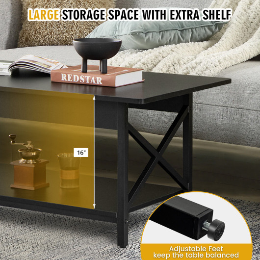 Industrial Coffee Table with 2-Tier Storage and Retro Design 14 Industrial Coffee Table with 2-Tier Storage and Retro Design - Image 14