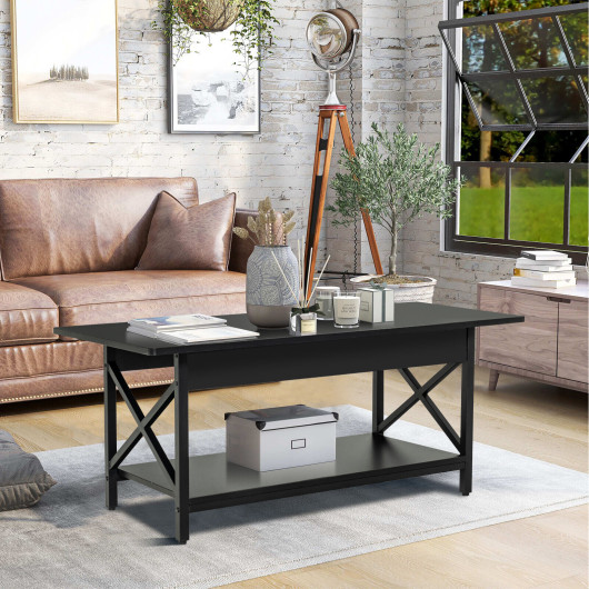 Industrial Coffee Table with 2-Tier Storage and Retro Design 8 Industrial Coffee Table with 2-Tier Storage and Retro Design - Image 8