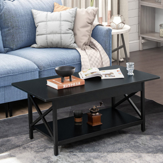 Industrial Coffee Table with 2-Tier Storage and Retro Design 9 Industrial Coffee Table with 2-Tier Storage and Retro Design - Image 9