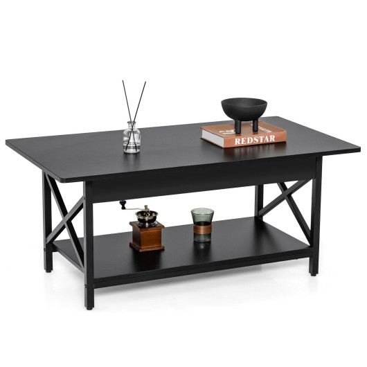 Industrial Coffee Table with 2-Tier Storage and Retro Design 10 Industrial Coffee Table with 2-Tier Storage and Retro Design - Image 10
