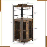 Industrial Corner Bar Cabinet with Adjustable Shelf and Glass Holder