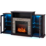 Industrial Fireplace TV Stand with 16-Color LED for 65" TVs