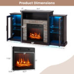 Industrial Fireplace TV Stand with 16-Color LED for 65" TVs