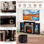 Industrial Fireplace TV Stand with 16-Color LED for 65" TVs