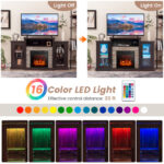 Industrial Fireplace TV Stand with 16-Color LED for 65" TVs