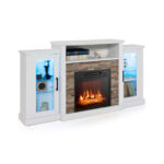 Industrial Fireplace TV Stand with 16-Color LED for 65" TVs
